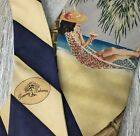 Tommy Bahama Silk Mens Necktie Beach Palm Hammock Lady Sipping Stripped Blue 