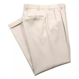 Brooks Brothers Mens Dress Pants 34x30 Beige 100% Wool Pleated Cuffed Trousers - Picture 1 of 9