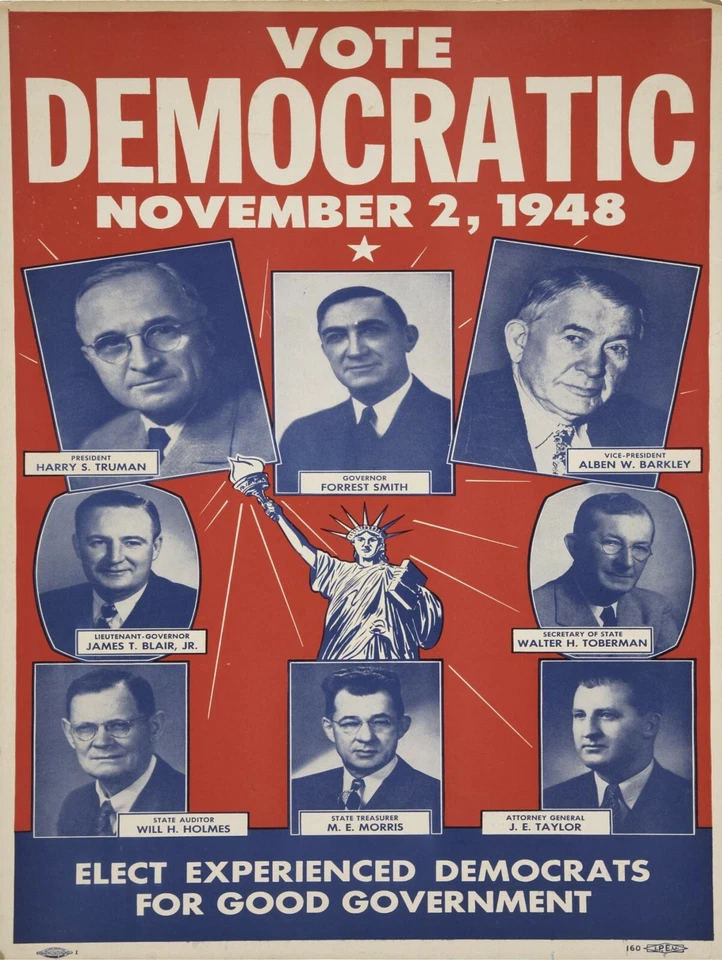 Cartel de campaña de boletos demócratas y Harry Truman 1948 nuevo letrero de metal: Missouri Foto 1 de 1