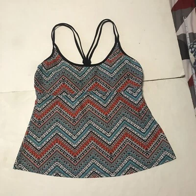 Mossimo Swimsuit Top Size XL Blue Orange Chevron Pattern 4175 - Image 1 of 4