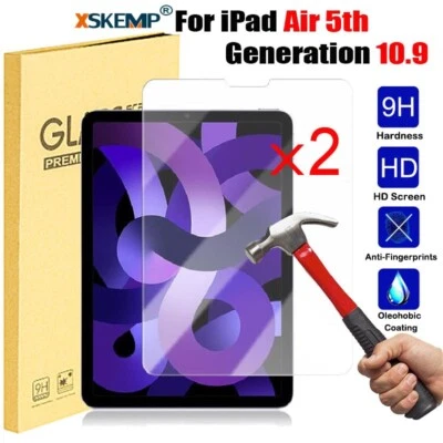 2PCS Tempered Glass Screen Protector Cover For iPad Air 5th 4th 3rd Air 2 1 Gen - Image 1 of 4