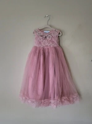 Just Couture Lace Dress for girl - indian pink - Image 1 of 4