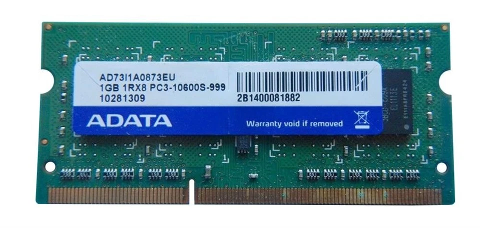 AD73I1A0873EU ADATA 1GB PC3-10600 DDR3-1333MHz non-ECC Unbuffered CL9 204-Pin - Image 1 of 1