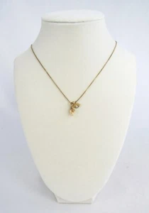 Vintage 14K Gold Filled Evil Eye & Two Fingers Peace Sign Double Charm Necklace - Picture 1 of 7