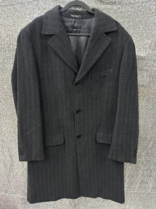 NEW Made in Europe NOVA MODA Wool 44L XL-2X Lapel Coat Overcoat Jacket Striped - Picture 1 of 15
