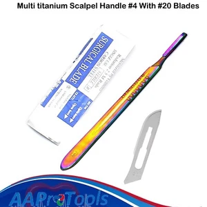 5 Disposable Scalpel Blades #20 with Free Scalpel Knife Handle #4 Multi Rainbow - Picture 1 of 9