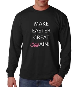 Long Sleeve Make Easter Great Again Eggain T Shirt Pro Trump T-Shirt Christian - Picture 1 of 3
