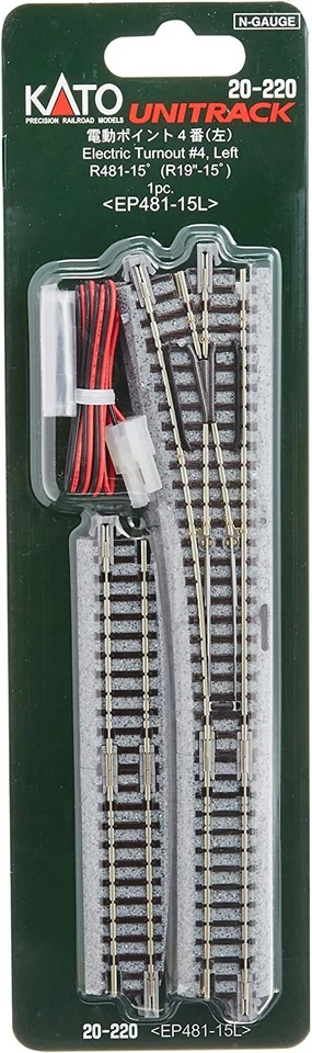 N-Gauge - KATO - Electric Turnout #4 Left R481-15 Degree 1Pc - Image 1 of 1