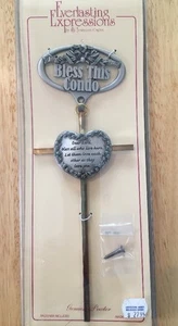 ✝✝✝ Nuovissimo BLESS THIS CONDO peltro croce cuore da appendere a parete regalo inaugurazione casa - Foto 1 di 3