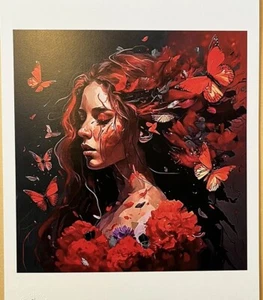 BUTTERFLY LADY Signed by Emo 5/25 Colour edition - Martin Whatson Banksy Gift - Picture 1 of 6