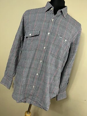 J McLaughlin L Large Mens Shirt Black Red Flannel Plaid BUtton Down Front L/S H3 - Image 1 of 4