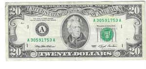1993 $20 Boston Federal Reserve Note LOT 75 - Picture 1 of 2