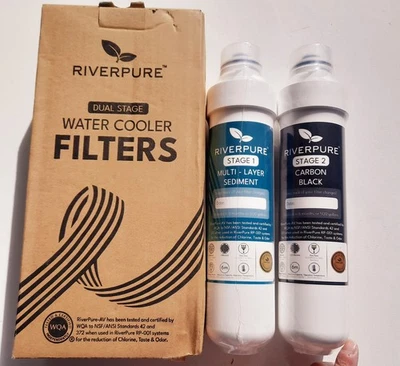 Filters: Stage #1 Sediment, St #2 Carbon Black For Riverpure Avalon Water Cooler - Image 1 of 4