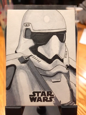 Topps Star Wars The Last Jedi Sketch Card Stormtrooper - by Kevin B Cleveland - Image 1 of 2