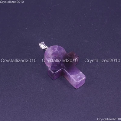 Piedras preciosas naturales amatista rosa cuarto Ankh chakra curación cuentas colgantes 21x31 mm Foto 1 de 4