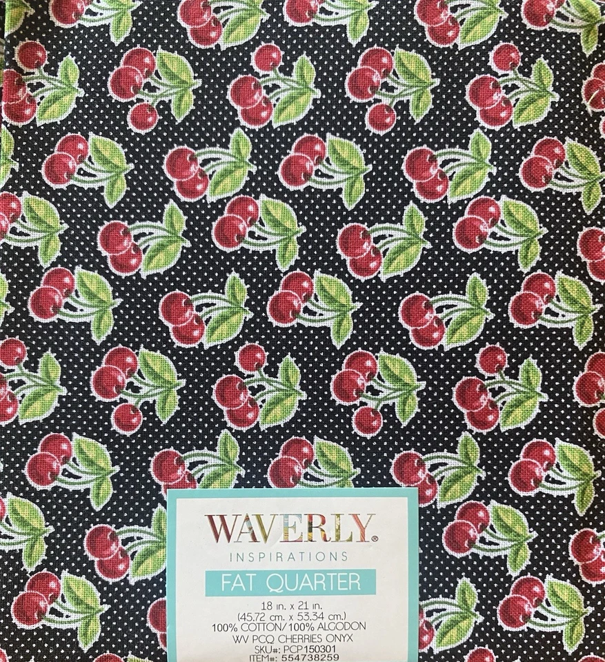 Waverly Inspirations Retro Cerezas Lunares Tela Algodón FQ Cuarto Graso Foto 1 de 1