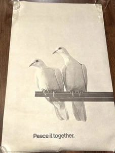 Vintage 1971 Peace It Together Synergisms Anti War Dove Poster - Picture 1 of 2