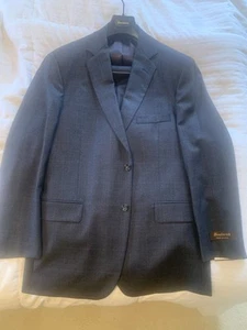 NWT Southwick Size 44 Gray/Blue Glen Plaid Two Button Side Vent Suit - Picture 1 of 11