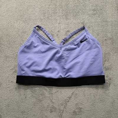 Nike Dri-FIT Sports Bra Womens 2XL Purple Black Criss Cross Strap Athletic Gym - Image 1 of 4