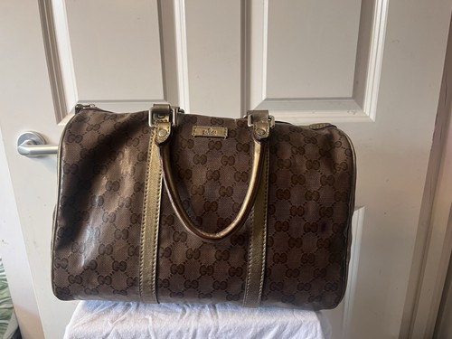 GUCCI GG Borsa a mano in cristallo rivestita in tela marrone oro 193603 Auth 113305