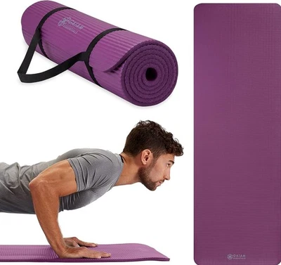 Gaiam Essentials 10mm Yoga & Pilates Mat w/ Carry Strap, Thick Exercise Mat - Image 1 of 4