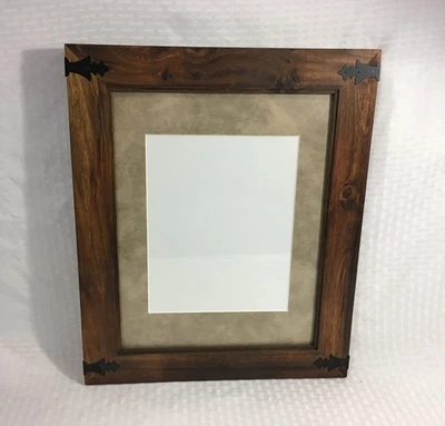 RUSTIC WOOD PICTURE FRAME WITH BLACK ACCENTS / APPROX 17.5" X 14.5" / WITH GLASS - Image 1 of 4