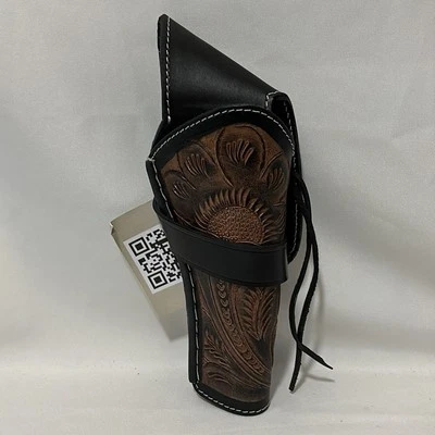 西部枪套全粒面缓冲皮革十字拉交叉拉黑色 — 第 1/4 张图片