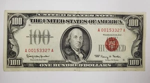 1966 $100 One Hundred Dollars United States Note Red Seal, A/A BLOCK - Picture 1 of 8