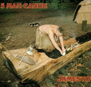 Postal de 5 hombres nativos indios canoa ciprés carbonizada asentamiento de Jamestown Virginia - Imagen 1 de 4