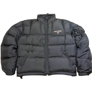 Vintage 90s Polo Sport Ralph Lauren Puffer Jacket Embroidered Medium Navy Blue - Picture 1 of 22