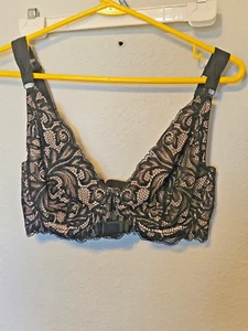 Paramour by Felina Ariel Wire Under Wire Bra Women's Black 38D - Picture 1 of 4