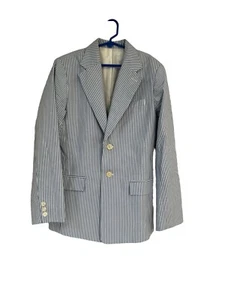 Talbots Kids blue seersucker Boys Jacket blazer Size  14 Excellent NWOT - Picture 1 of 9