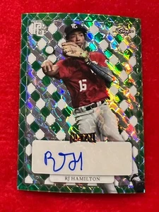 RJ HAMILTON 2022 LEAF PERFECT GAME PRE-PRODUCTION PROOF MARBLE GREEN AUTO # 1/1 - Picture 1 of 2