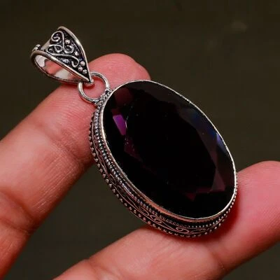 Ciondolo gioiello fatto a mano in argento 925 con pietra preziosa ametista... - Immagine 1 di 2