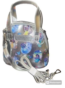 DISNEY 100 YEARS Princess Crossbody Mini Handbag Blk Silver Princess Purse Bag - Picture 1 of 6