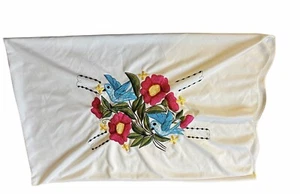 "Federa Vintage Ricamata Uccellini Floreali 19"" X 29""" - Foto 1 di 5