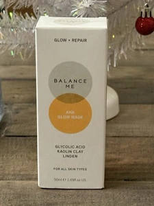 Balance Me AHA Glow Repair Mask Full Size Glycolic Acid Kaolin Clay Linden 50ml - Picture 1 of 3