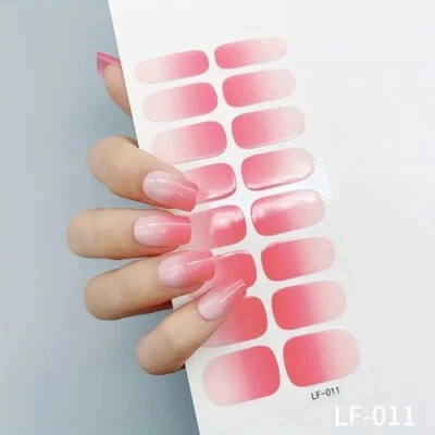 16 Strips Semi Cured Gel Gradient Nail Stickers Gel Polish UV Nail File (LF011)
