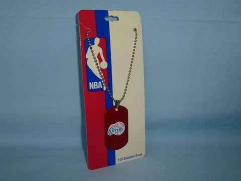 LOS ANGELES CLIPPERS Stainless Steel LASER DOG TAG MEDALLION on chain   NIP Cover