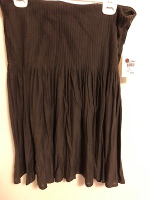 NWT Emanuel Ungaro Plisse Pleated A-Line Silk Blend Brown Midi Skirt, Size XL. - Image 1 of 4