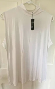 NWT MANGDIUP PURE WHITE Sleeveless Mock Turtleneck Top 2X RAYON SPANDEX - Picture 1 of 7