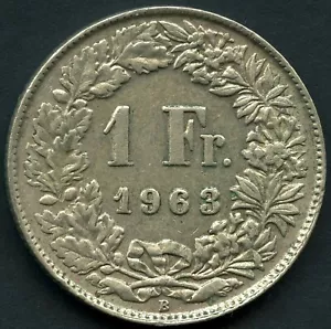 1963 Switzerland 1 Franc Silver Coin (5 Grams .835) - Picture 1 of 2