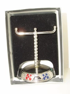 NEW IN O.B. JUDITH JACK SILVER W/ENAMEL FLOWERS RING STAND HOLDER! - Picture 1 of 5