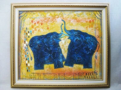 pintura elefante vintage sobre lienzo Foto 1 de 4