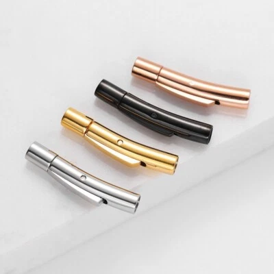 10sets Column Stainless Steel Snap Bayonet Clasps Leather End Cap Fit 3~5mm Cord - Image 1 of 4
