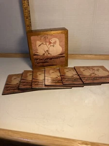 Vintage weißer Schwan Untersetzer 6er Set in der Holzbox  - Bild 1 von 6