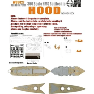 Hunter W35027 1/350 Wood Deck HMS BATTLESHIP HOOD FOR TRUMPETER 05302 - Imagen 1 de 3