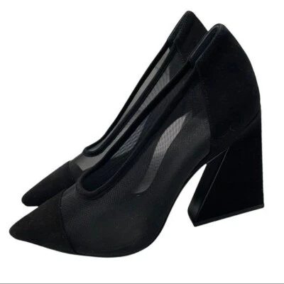 MERCEDES CASTILLO Preto Anthea Camurça e Malha Salto Bloco Tamanho UE 37,5 EUA 7,5 - Imagem 1 de 4