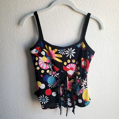 Винтажный Y2K Cynthia Steffe Топ Размер M Безрукавка с Ремнями Бохо Цветочный Fairy Whimsigoth США - Изображение 1 из 4