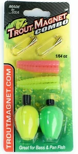 Trout Magnet Combo Pack - 2 1/64 oz jigs, 4 grubs, 2 floats - Pink & Chartreuse - Picture 1 of 1